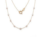 18K Solid Gold 4-5mm Baroque Keshi Pearl Station Necklace for Women