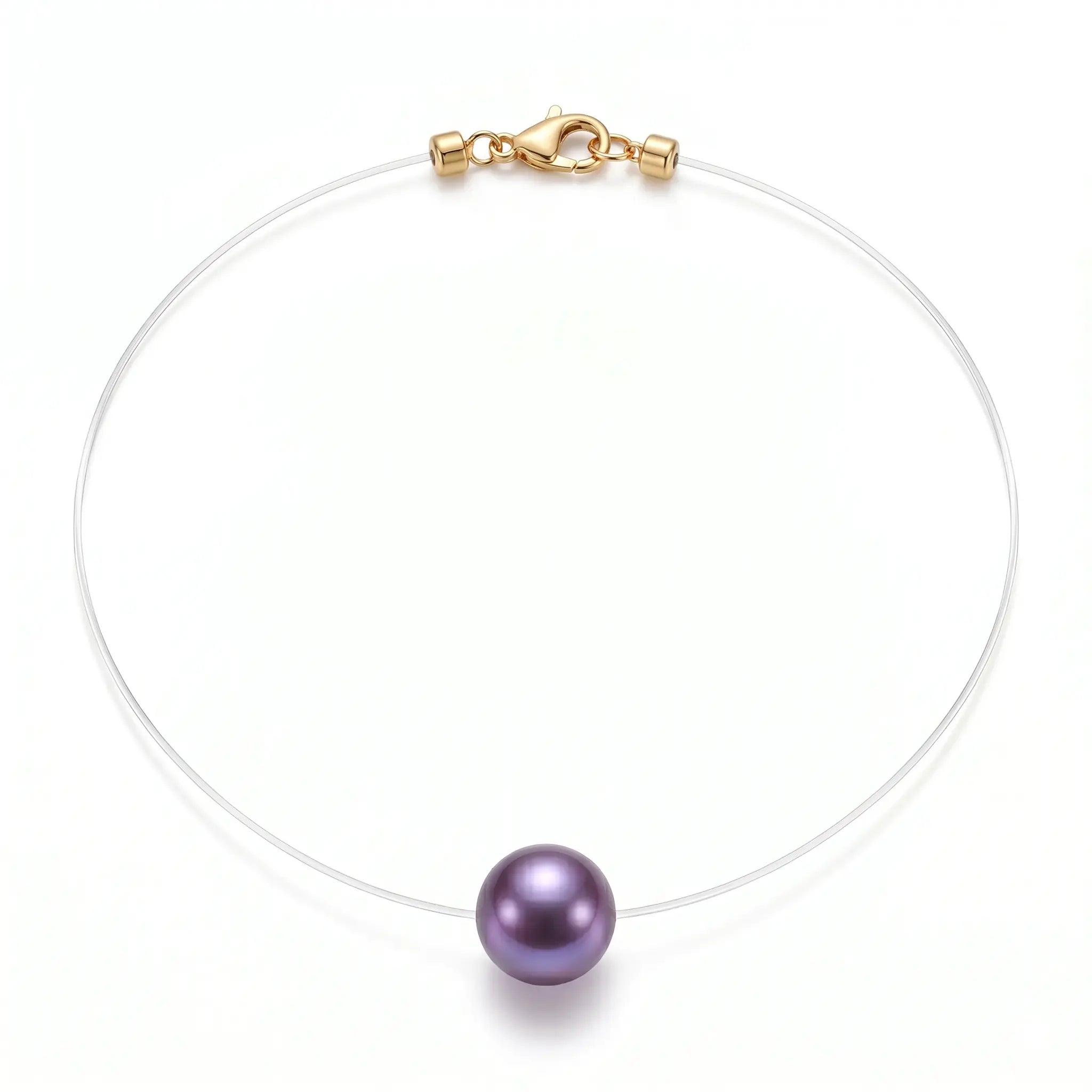 Premium Edison Purple Pearl Floating Necklace - Invisible Chain Solitaire