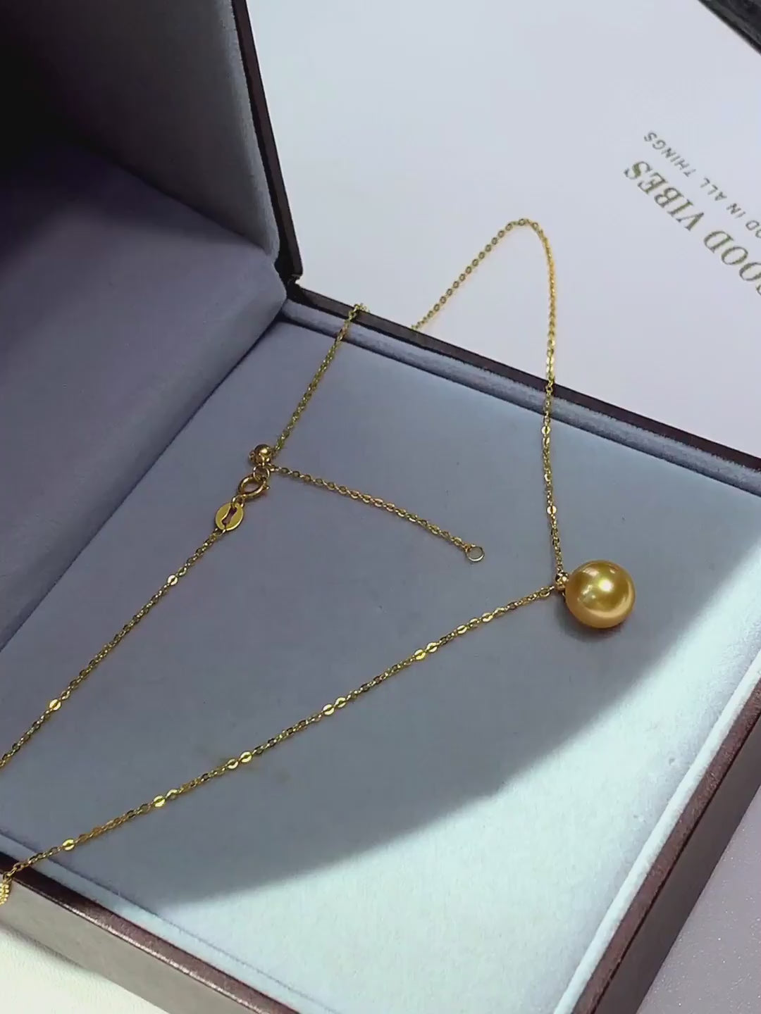 18K Gold South Sea Golden Pearl Y Pendant, 10-10.5mm Rare Gold Pearl Necklace
