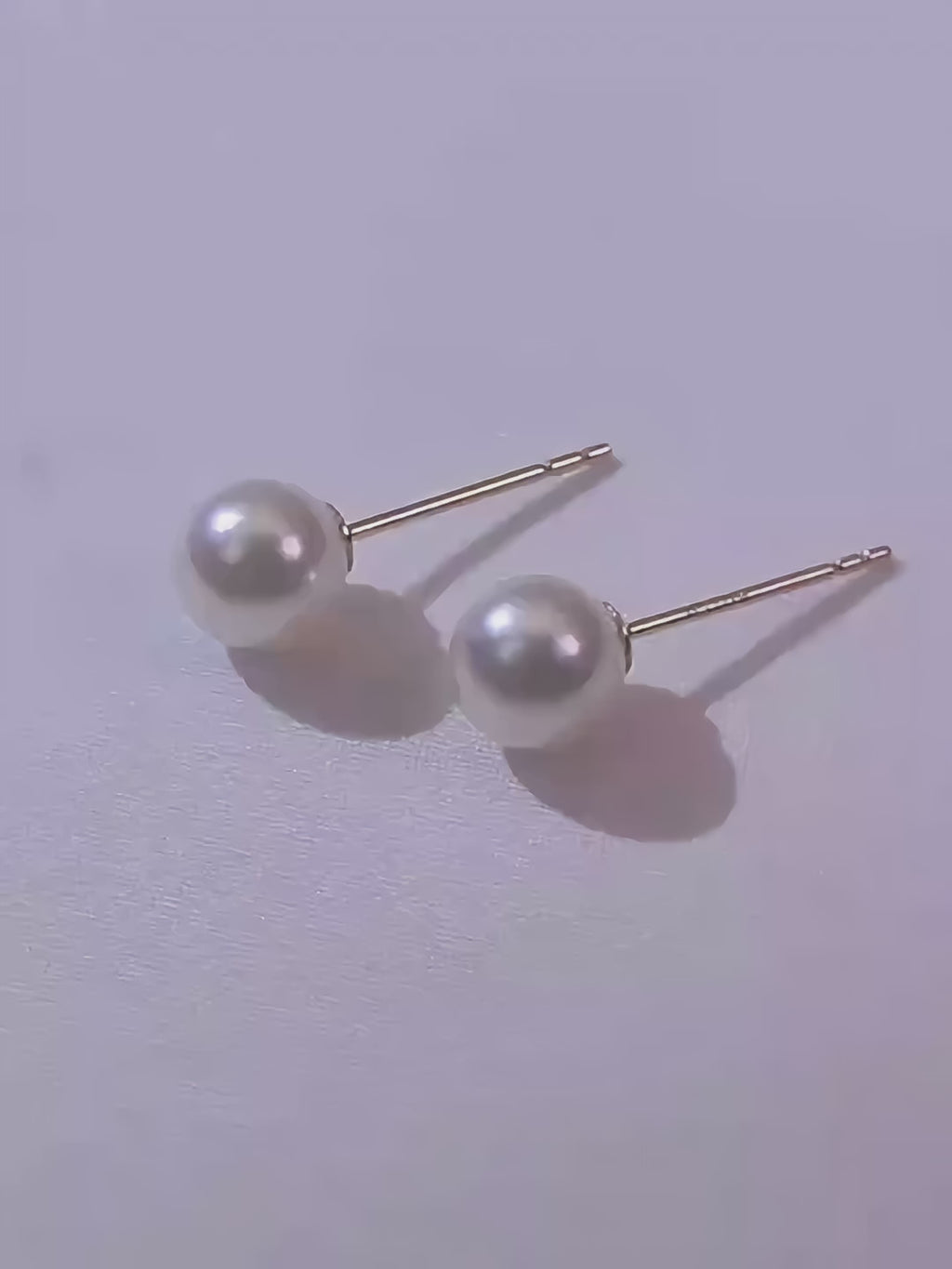 18K Gold Japanese Akoya Pearl Earrings, 5-7.5mm AAA+ Luster White Studs
