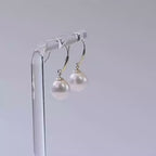 Golden Untreated Dewdrop Akoya Pearl Hook Earrings (18K Solid Gold)