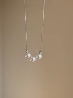 925 Sterling Silver Triple Pearl Necklace, 7-7.5mm White Freshwater Pearls