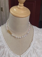 Natural White Baroque Pearl Necklace, Unique Organic Shape Freshwater Pearls