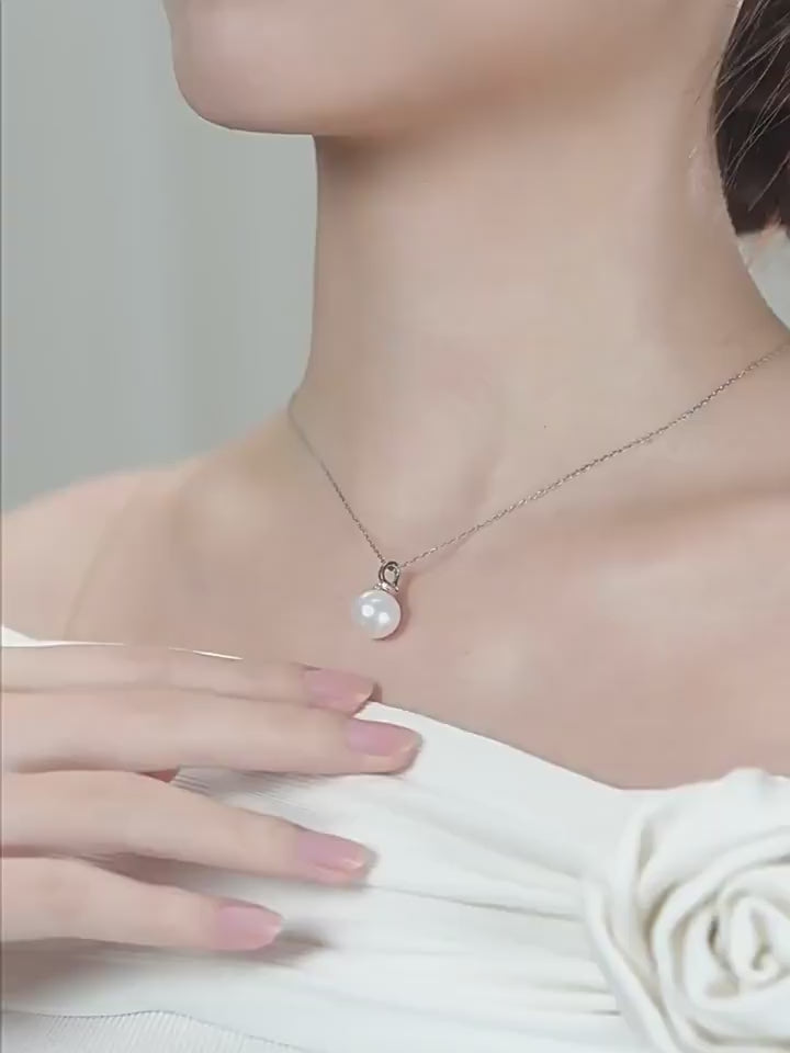 10-10.5mm Large Freshwater Pearl Pendant, Minimalist Round Pearl Jewelry