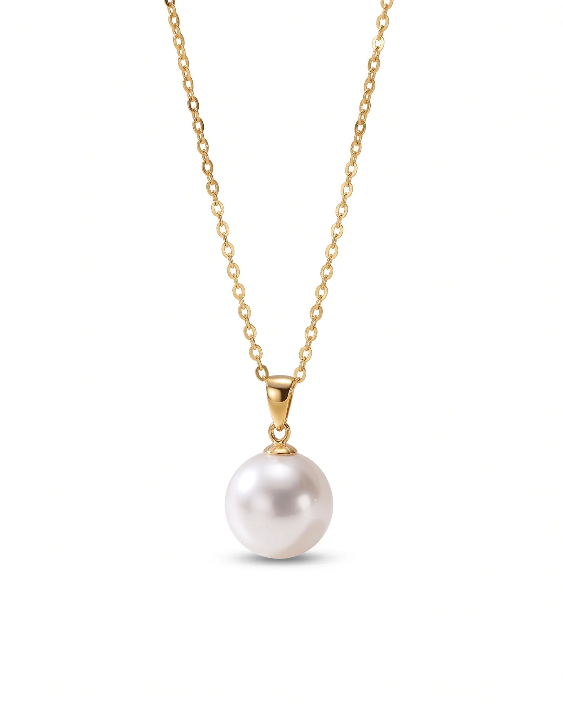 9-9.5mm 18K Solid Gold Freshwater Pearl Pendant
