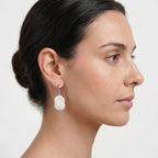 Rectangular Baroque Pearl Huggie Hoops, Rhodium Plated 925 Sterling Silver