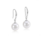Reinforced Hook Akoya Pearl Drop Earrings - 18K White Gold Plated Sterling Silver