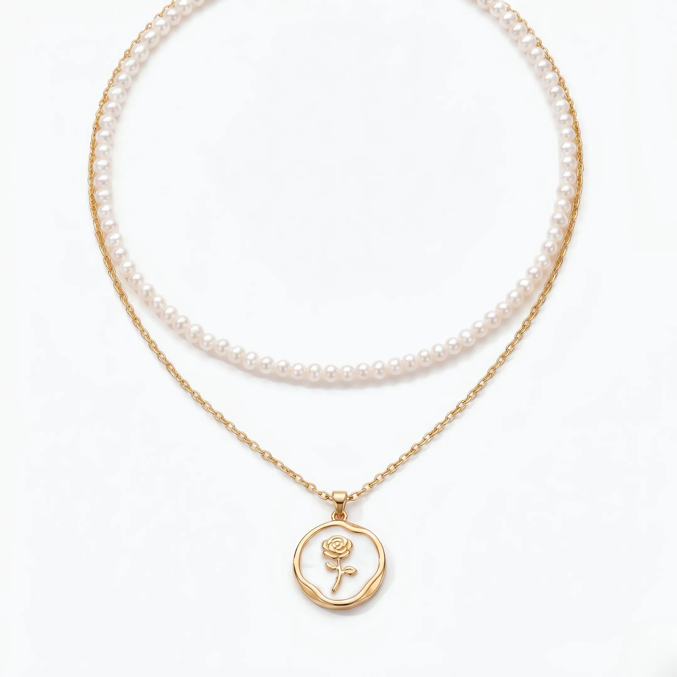 Versatile 2-Piece Natural Freshwater Pearl Necklace & Rose Set