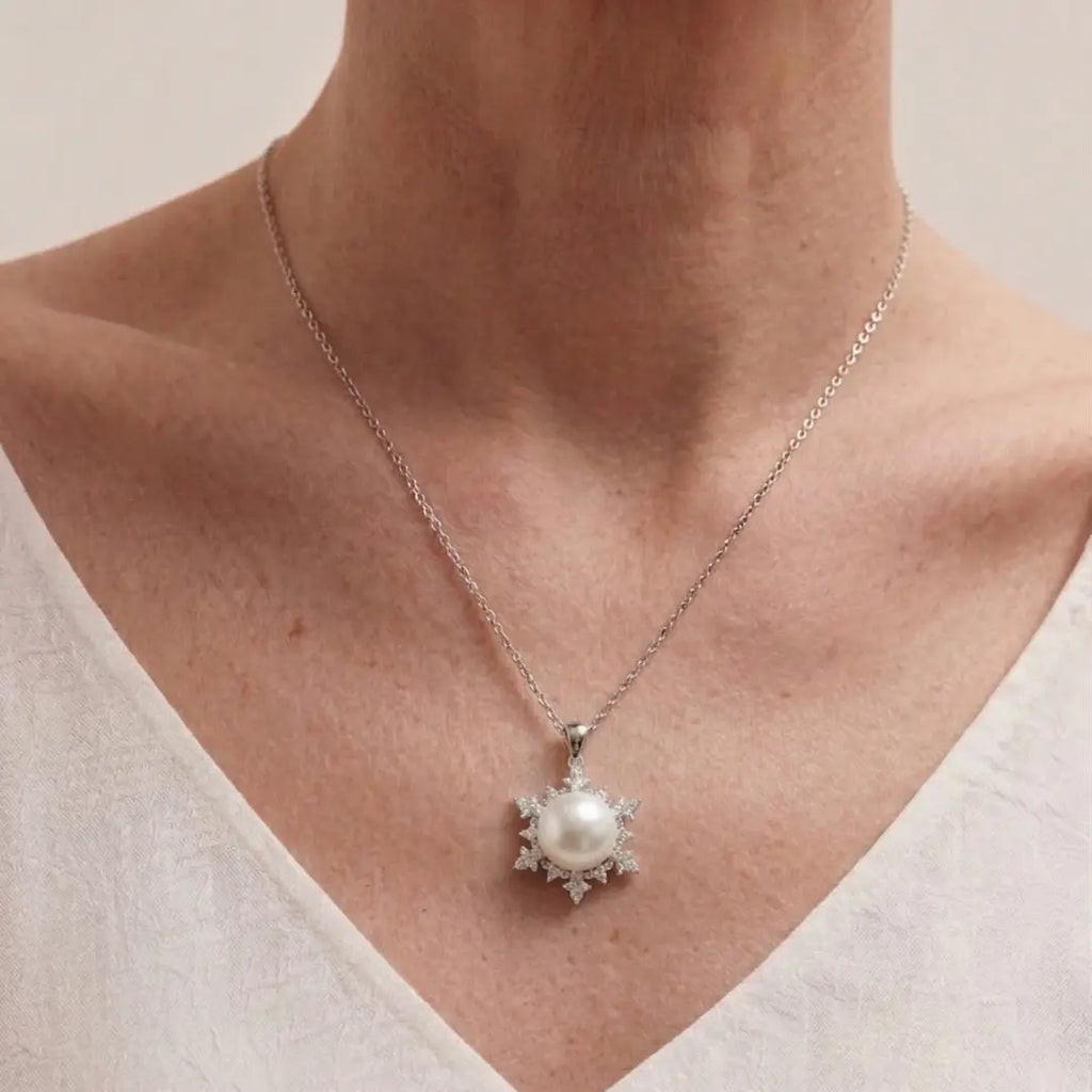 10-10.5mm Large White Pearl Pendant, Minimalist Freshwater Pearl Jewelry