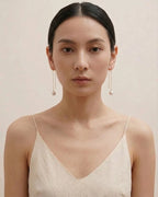 18K Solid Gold Japanese Akoya Pearl Threader Earrings