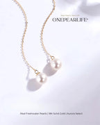 Seren – AAA Quality Natural Freshwater White Pearl Threader Earrings | 7–7.5mm | 18K Solid Gold