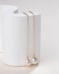 Seren – AAA Quality Natural Freshwater White Pearl Threader Earrings | 7–7.5mm | 18K Solid Gold
