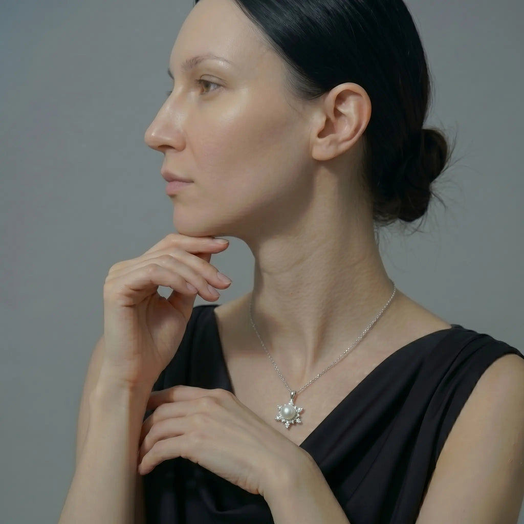 10-10.5mm Large White Pearl Pendant, Minimalist Freshwater Pearl Jewelry