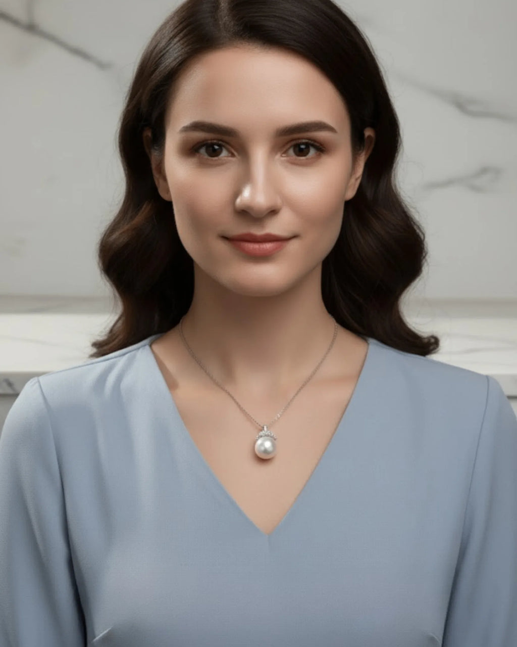 Shira – AAA Quality Natural Freshwater White Shimmer Pearl Pendant