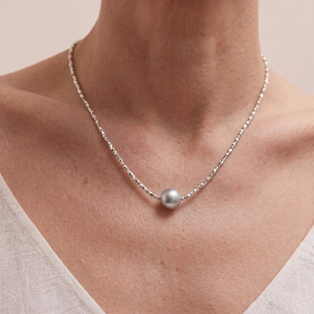 8-8.5mm Japanese Akoya Grey Blue Pearl Pendant