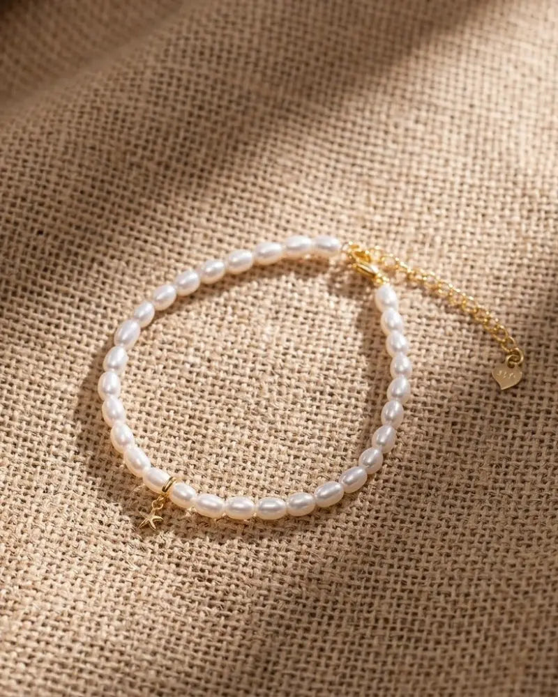 4-5mm Dainty White Pearl Bracelet, S925 Sterling Silver Minimalist Pearl Jewelry