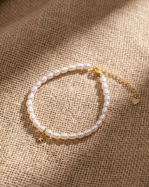 4-5mm Dainty White Pearl Bracelet, S925 Sterling Silver Minimalist Pearl Jewelry