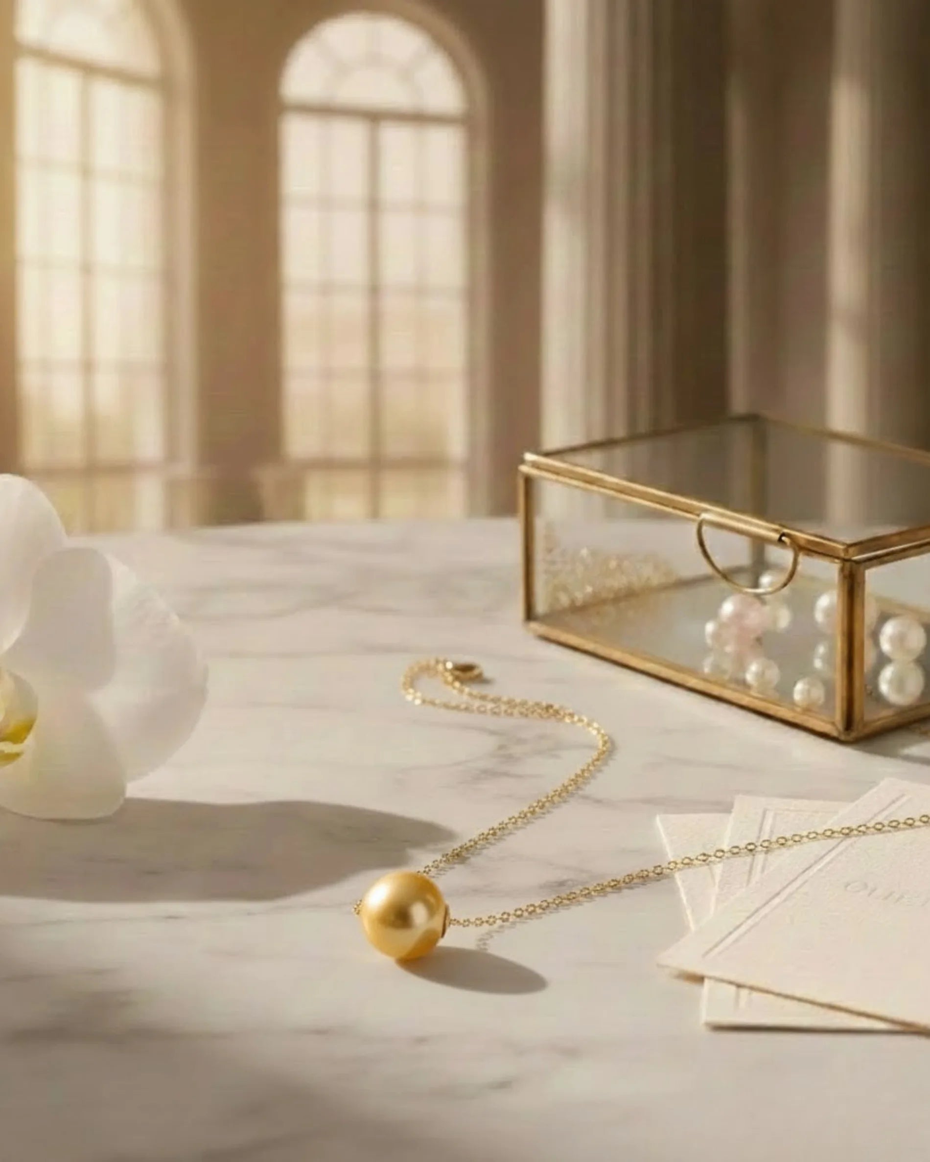 Solara - Minimalist AAA+ South Sea Golden Pearl Pendant in 18K Solid Gold