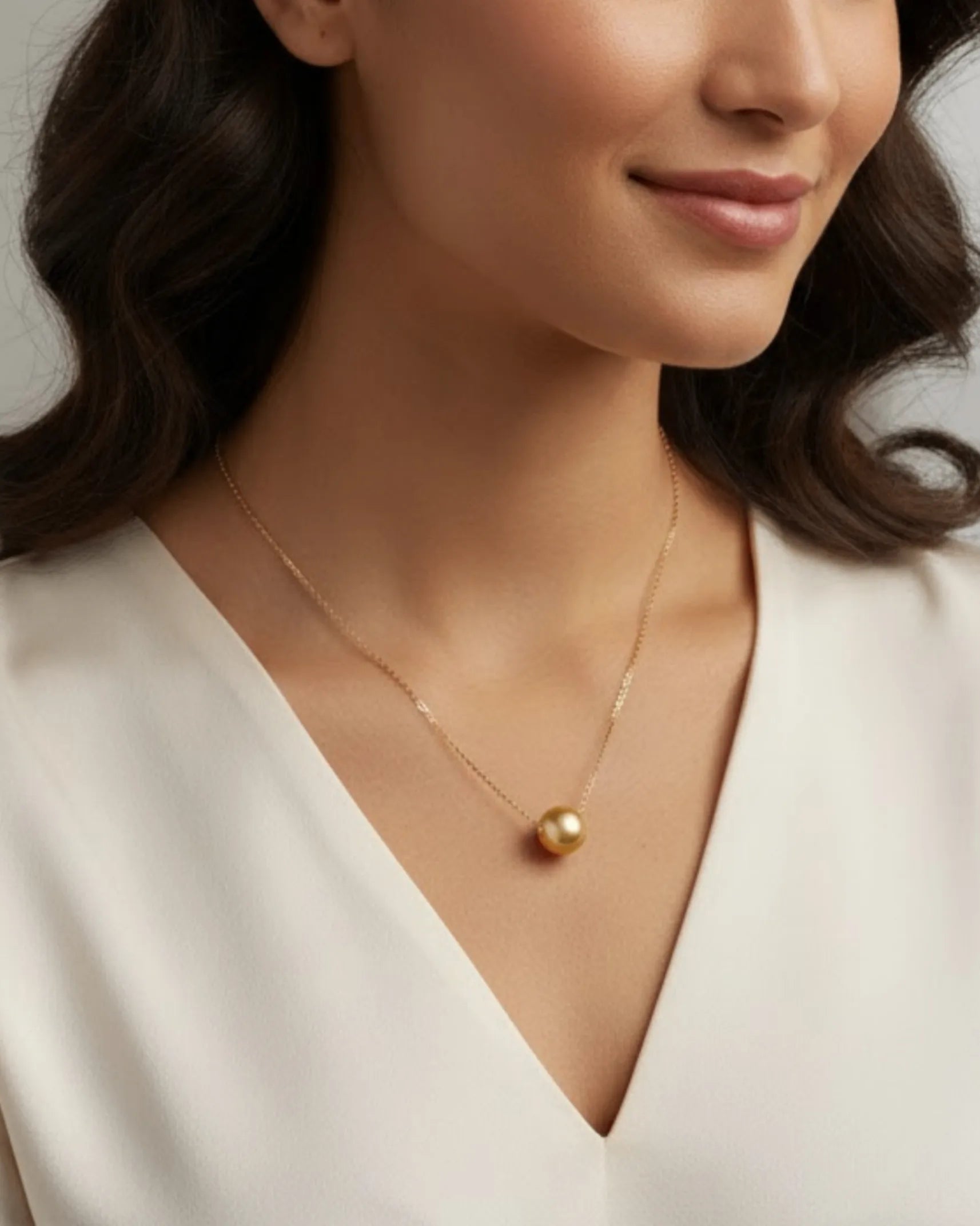 Solara - Minimalist AAA+ South Sea Golden Pearl Pendant in 18K Solid Gold