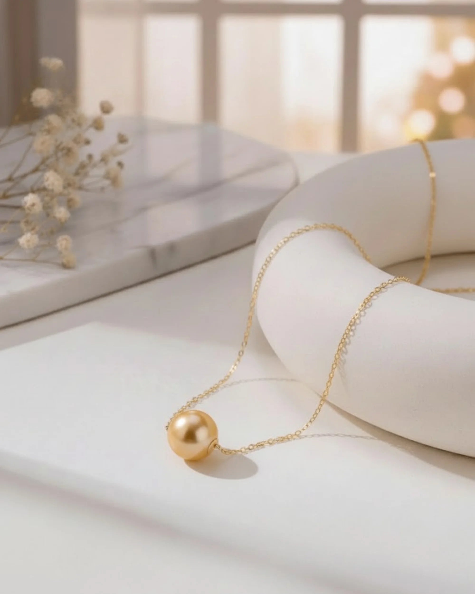 Solara - Minimalist AAA+ South Sea Golden Pearl Pendant in 18K Solid Gold