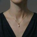 18K Solid Gold Teardrop Pearl Pendant Necklace 6-7mm
