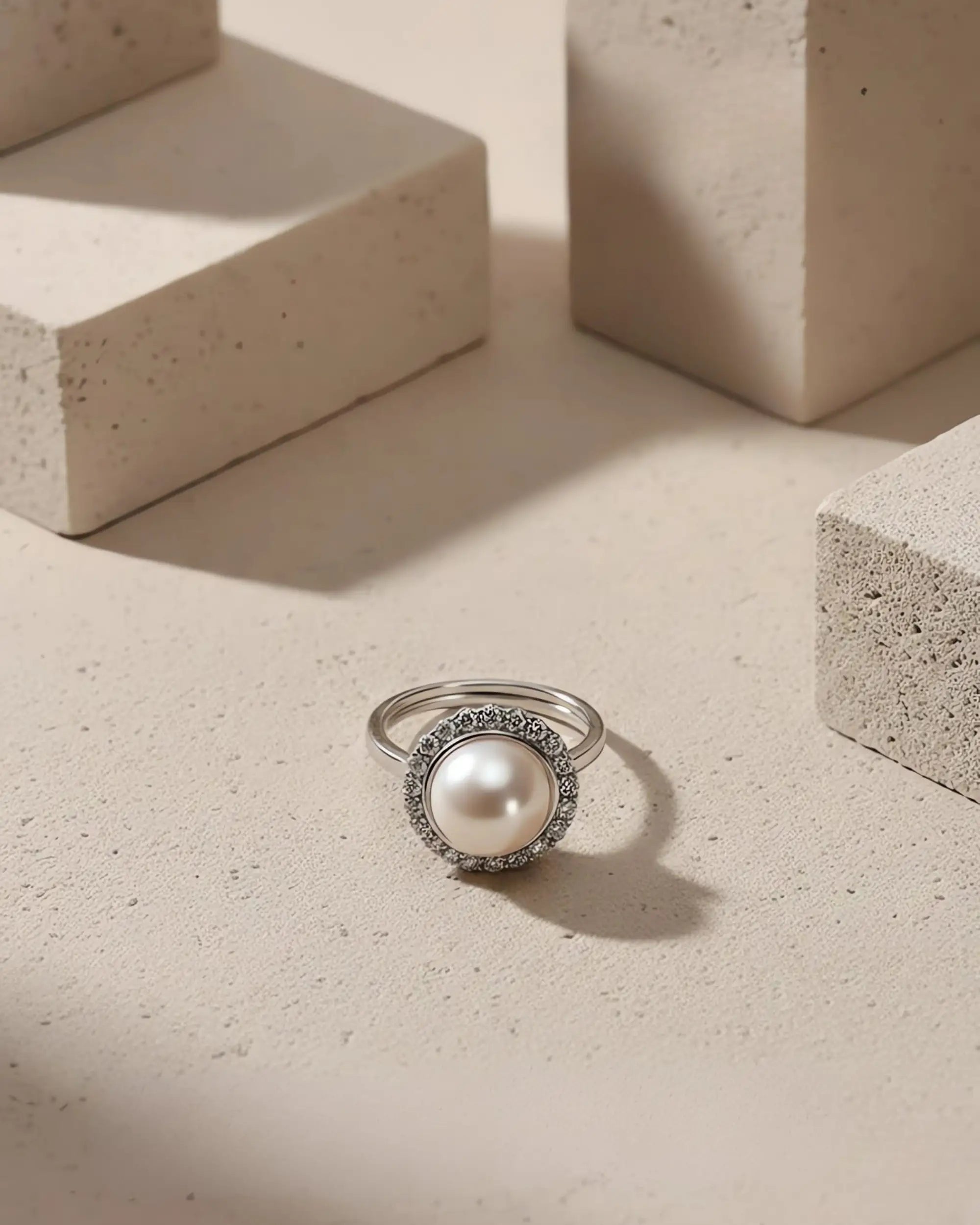 Sunflower - AAA Natural Pearl Adjustable Sparkling Statement Ring