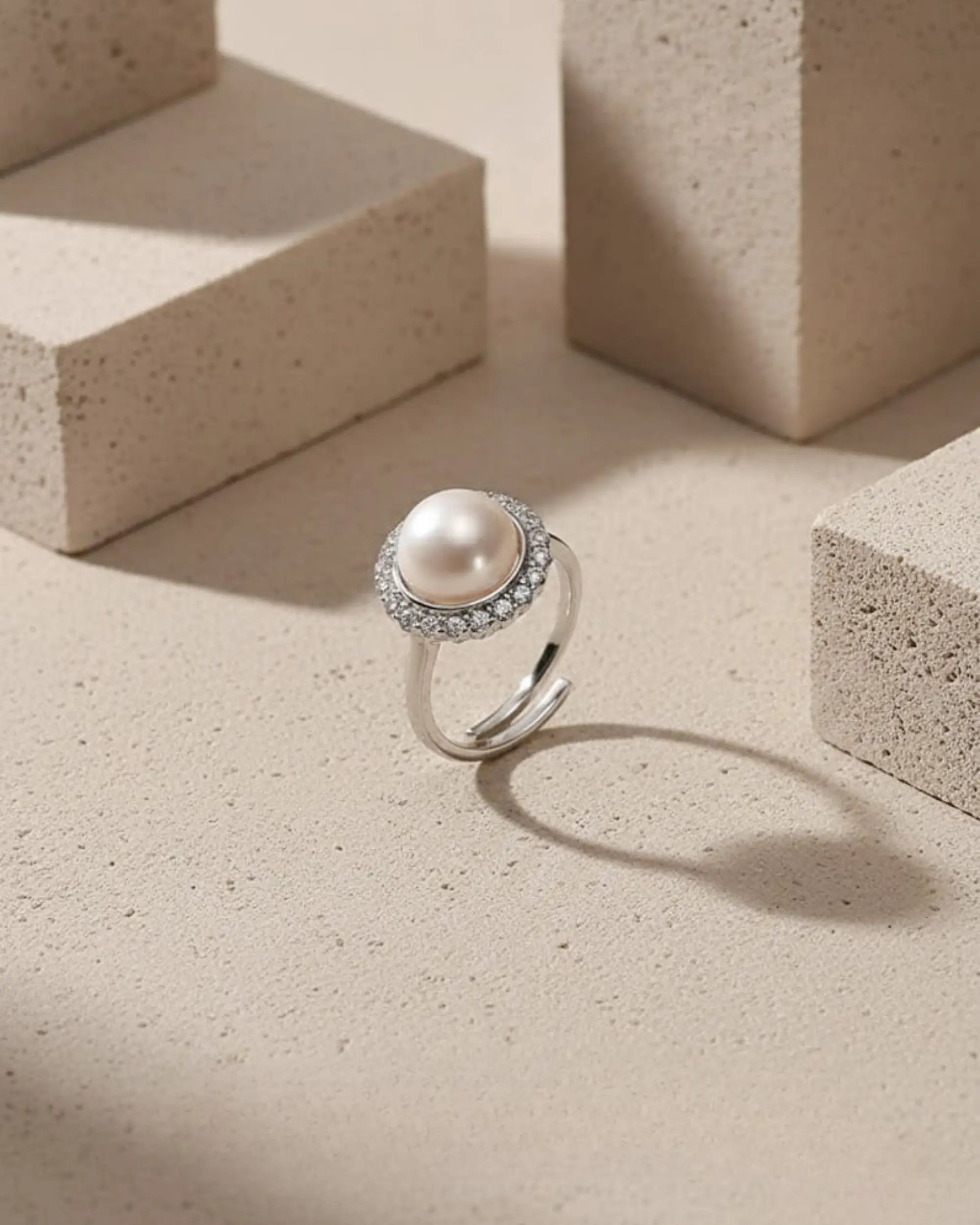 Sunflower - AAA Natural Pearl Adjustable Sparkling Statement Ring