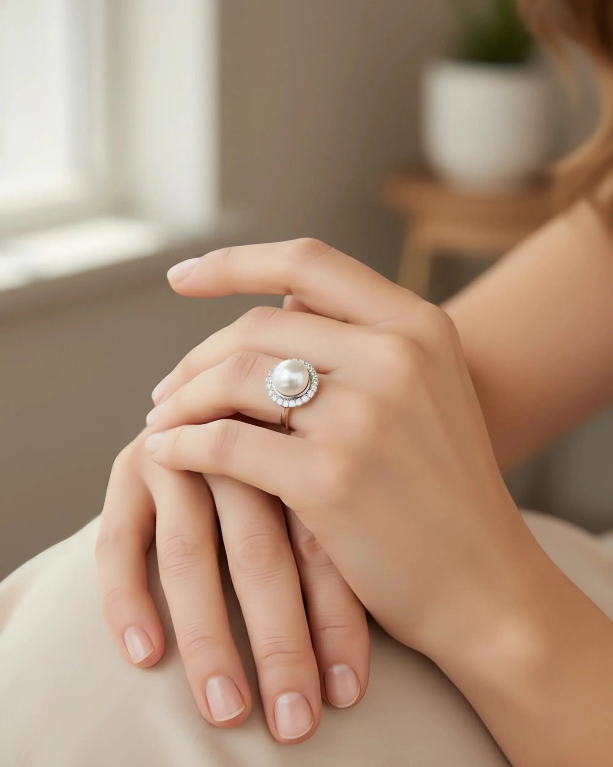 Sunflower - AAA Natural Pearl Adjustable Sparkling Statement Ring