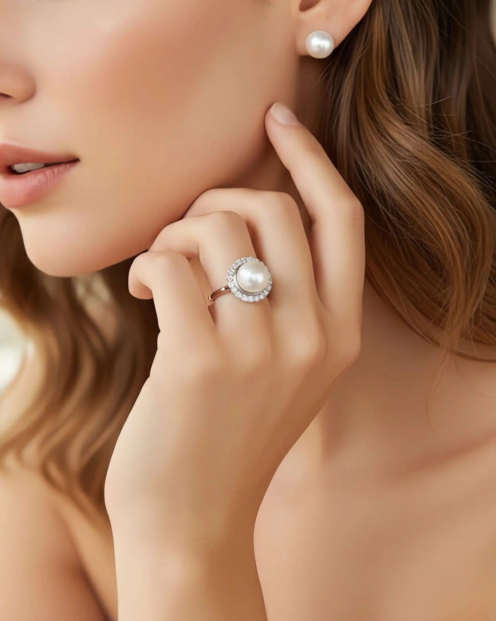 Sunflower - AAA Natural Pearl Adjustable Sparkling Statement Ring