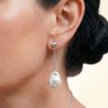18K Gold Baroque Pearl Drop Earrings, Large White Teardrop Pearls for Women