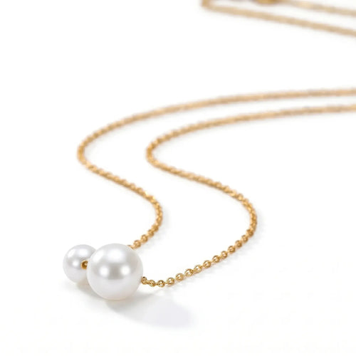 18K Solid Gold 5-7.5mm Japanese Akoya Pearl Necklace