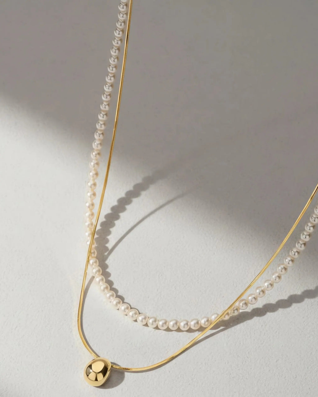 The Golden Bean - Handpicked Seed Pearl & Gold Layered Necklace Two Set