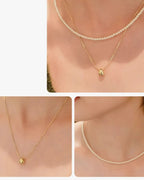 The Golden Bean - Handpicked Seed Pearl & Gold Layered Necklace Two Set