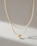 The Golden Bean - Handpicked Seed Pearl & Gold Layered Necklace Two Set