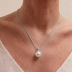 10-10.5mm Large Freshwater Pearl Pendant, Minimalist Round Pearl Jewelry