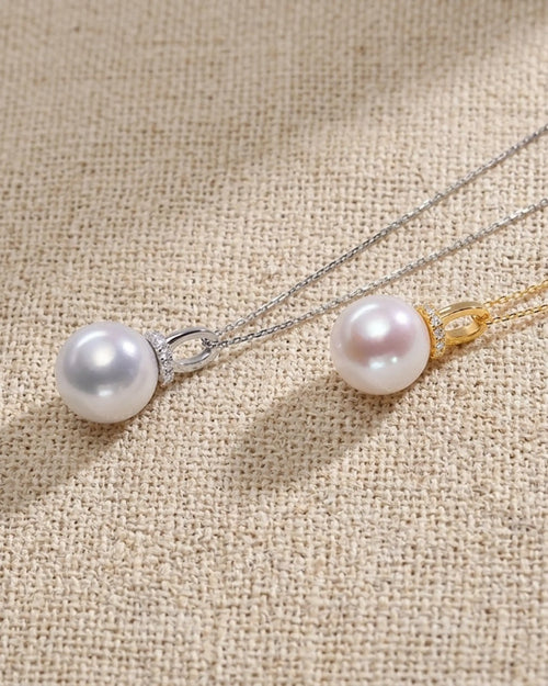 12-13mm Genuine Freshwater 18K Gold Pearl Pendant
