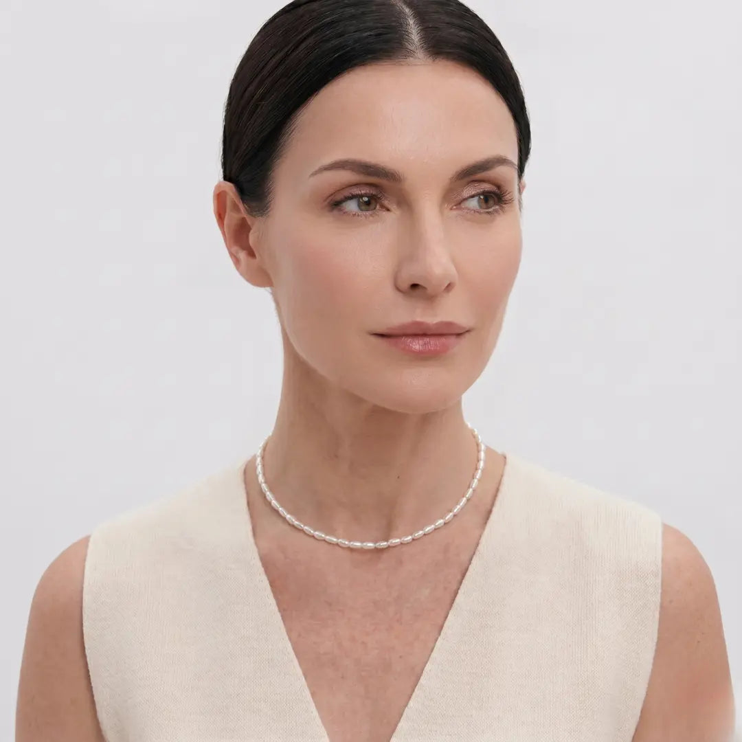 2-3mm Tiny Rice Pearl Choker - 18K Gold Plated 925 Silver
