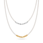 3-3.5mm Tiny Round Pearl & Silver Nugget Necklace - 18K Gold Vermeil 925 Silver