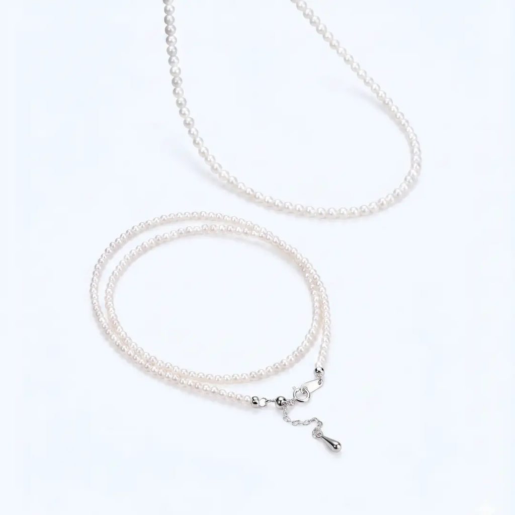 Ultra-Dainty 2-2.5mm Round Pearl Necklace - Minimalist 925 Silver Choker