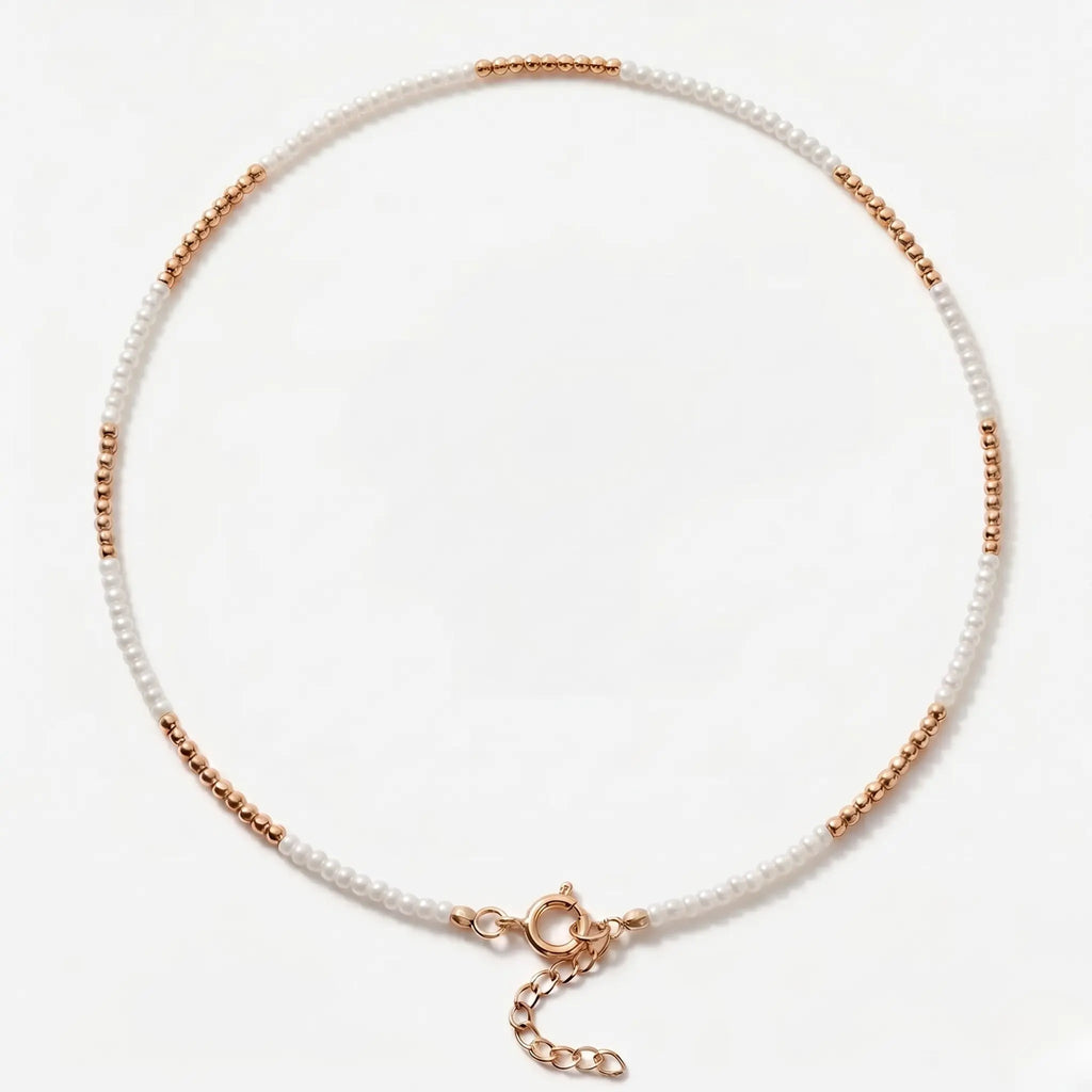 Vintage 2-2.5mm Seed Pearl Necklace, Dainty Gold Tone Mini Pearl Choker