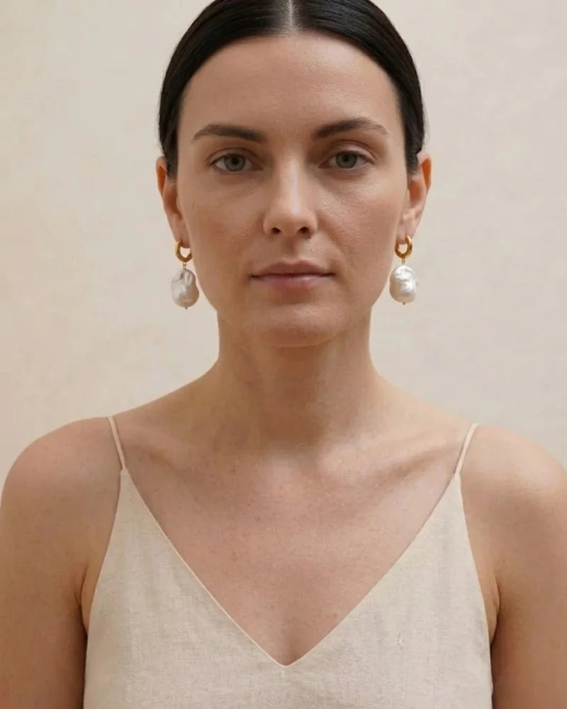 Dangle Natural Baroque Pearl Earrings