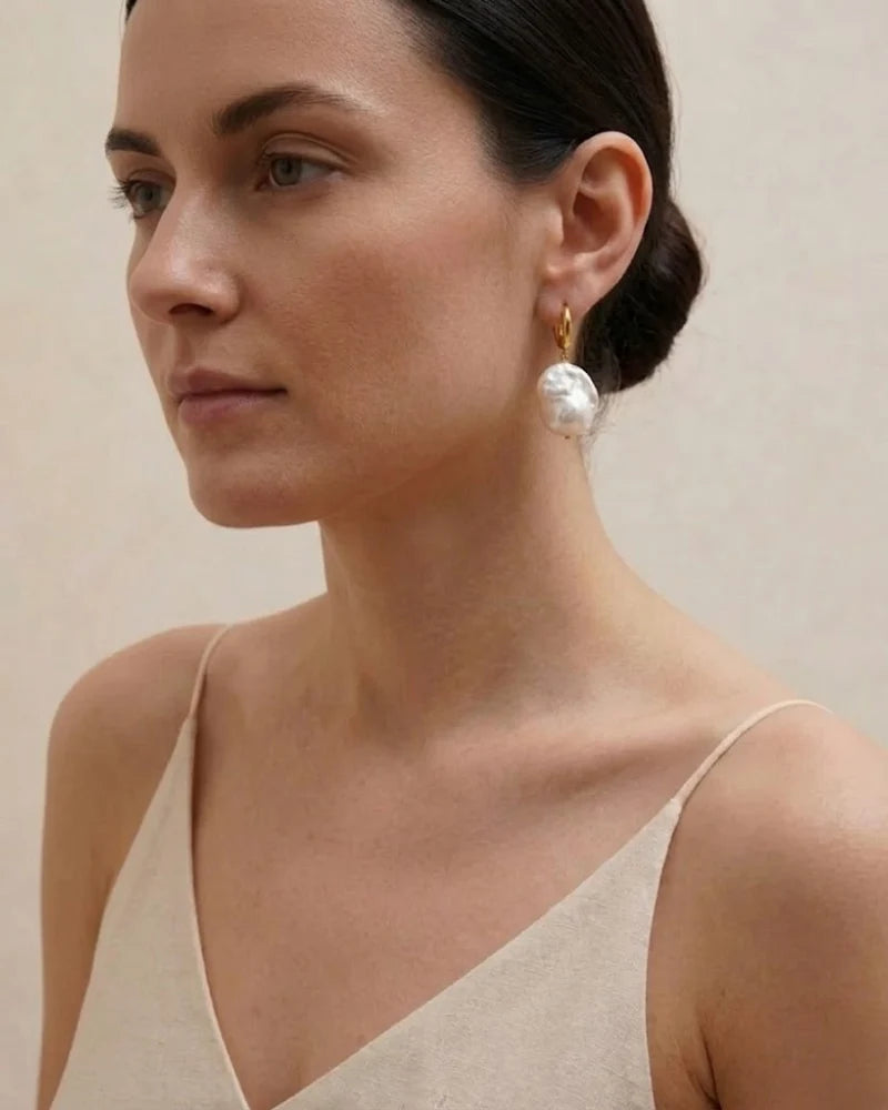 Dangle Natural Baroque Pearl Earrings