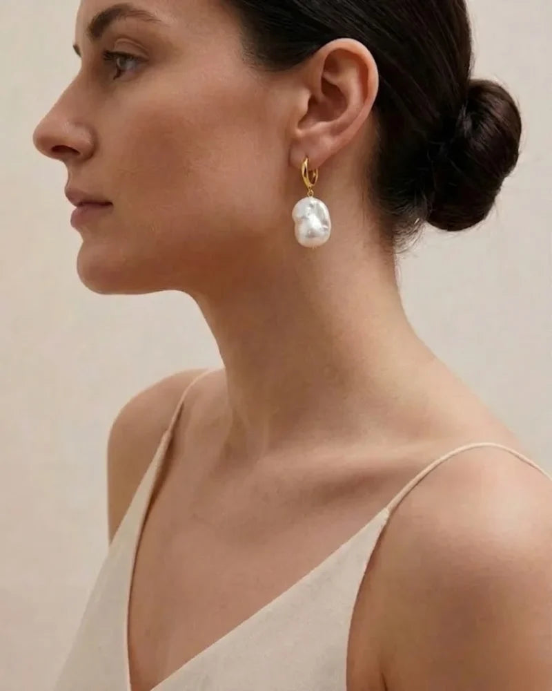 Dangle Natural Baroque Pearl Earrings