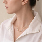 Versatile 18K Solid Gold Sliding Pearl Necklace, 2-in-1 Station 5-5.5mm Freshwater Pearl Choker for Women