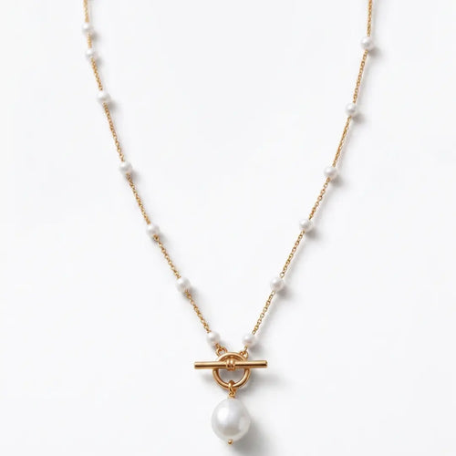 18K Gold Vermeil Vintage Baroque Pearl Necklace, Sterling Silver Jewelry