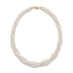 Vintage French Style Layered Micro Pearl Choker - Elegant 3-3.5mm-Strand Tiny White Pearl Woven Necklace with Gold Clasp