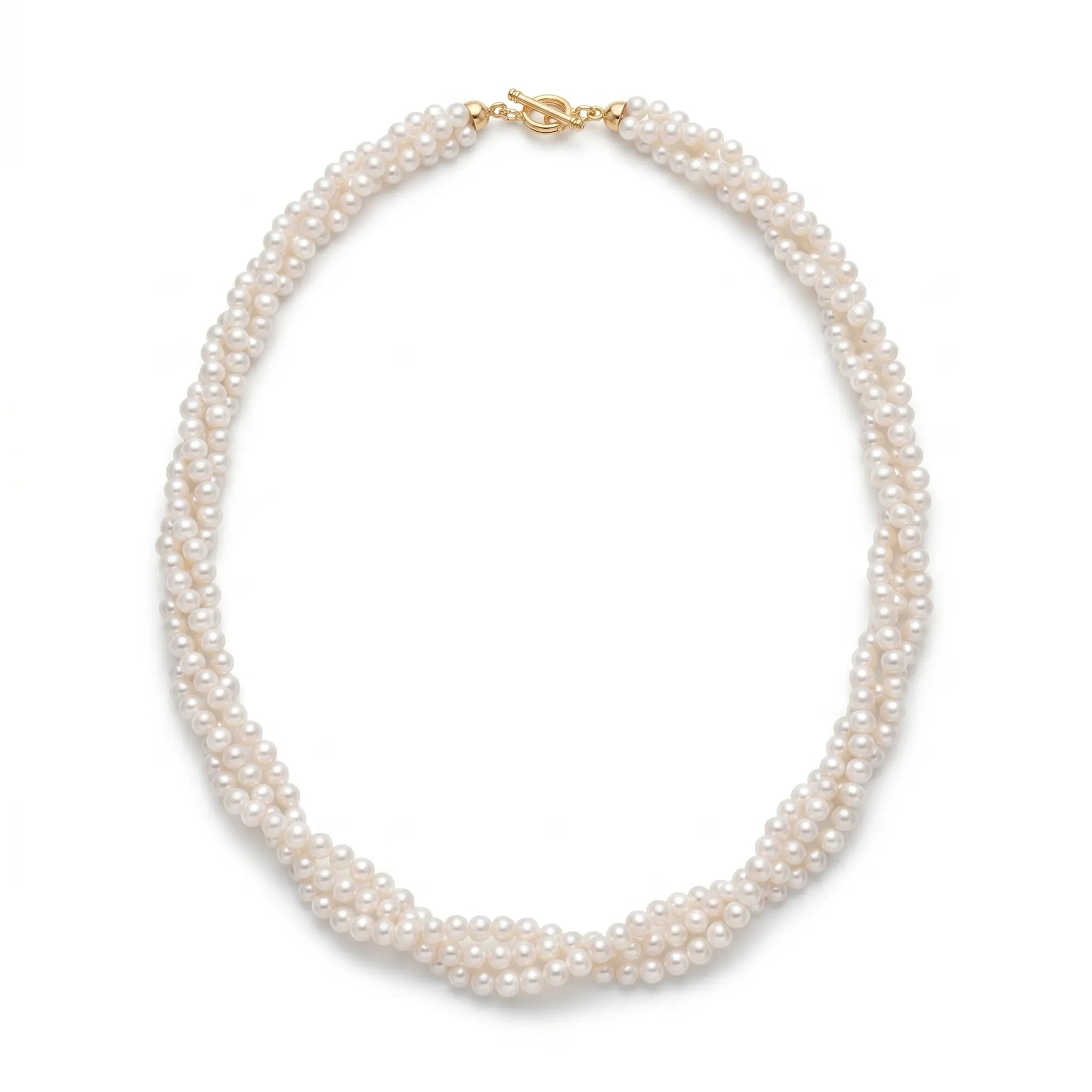 Vintage French Style Layered Micro Pearl Choker - Elegant 3-3.5mm-Strand Tiny White Pearl Woven Necklace with Gold Clasp