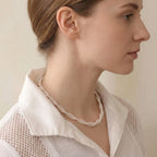 Vintage French Style Layered Micro Pearl Choker - Elegant 3-3.5mm-Strand Tiny White Pearl Woven Necklace with Gold Clasp