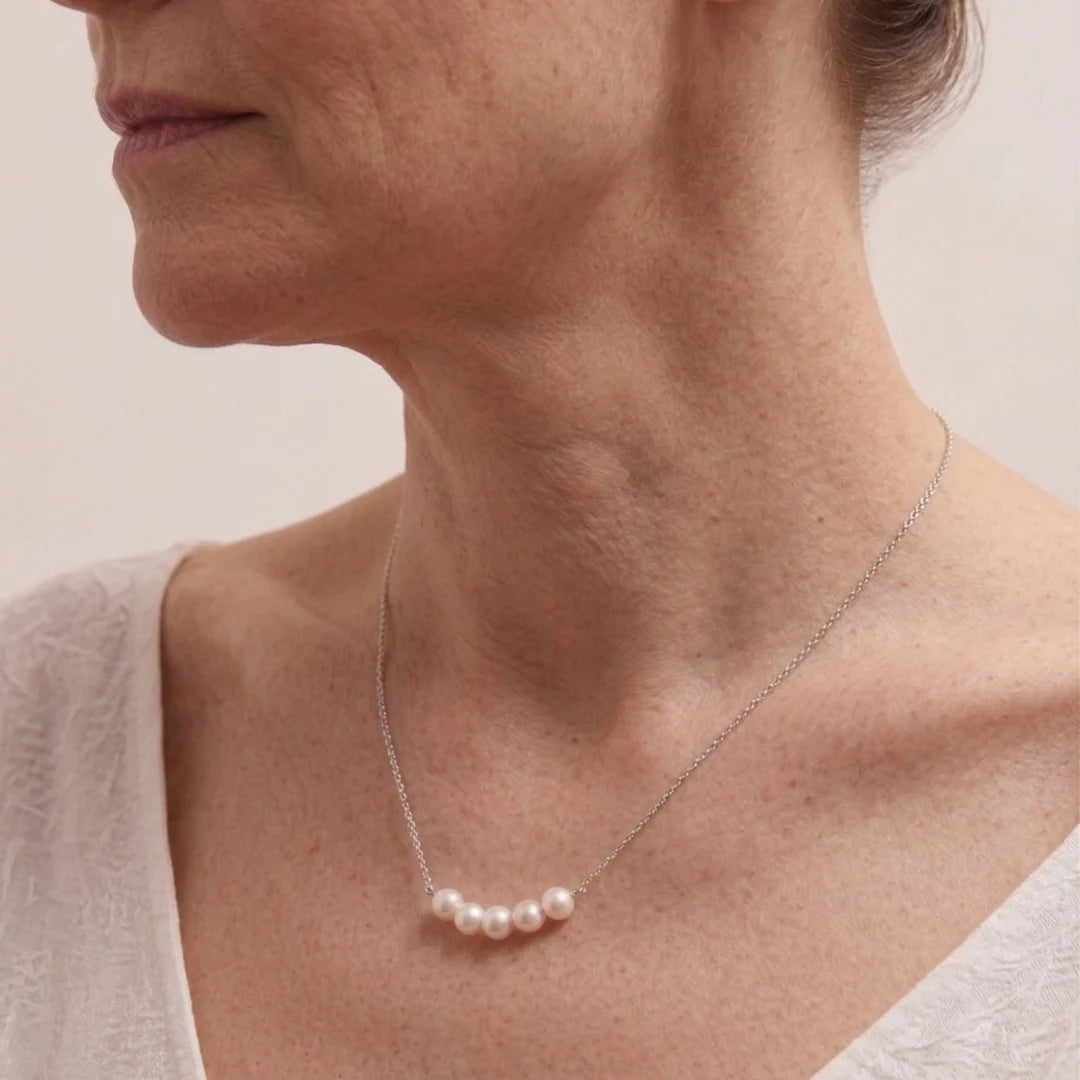925 Sterling Silver Pearl Pendant, 5-5.5mm Dainty Freshwater Pearl Necklace