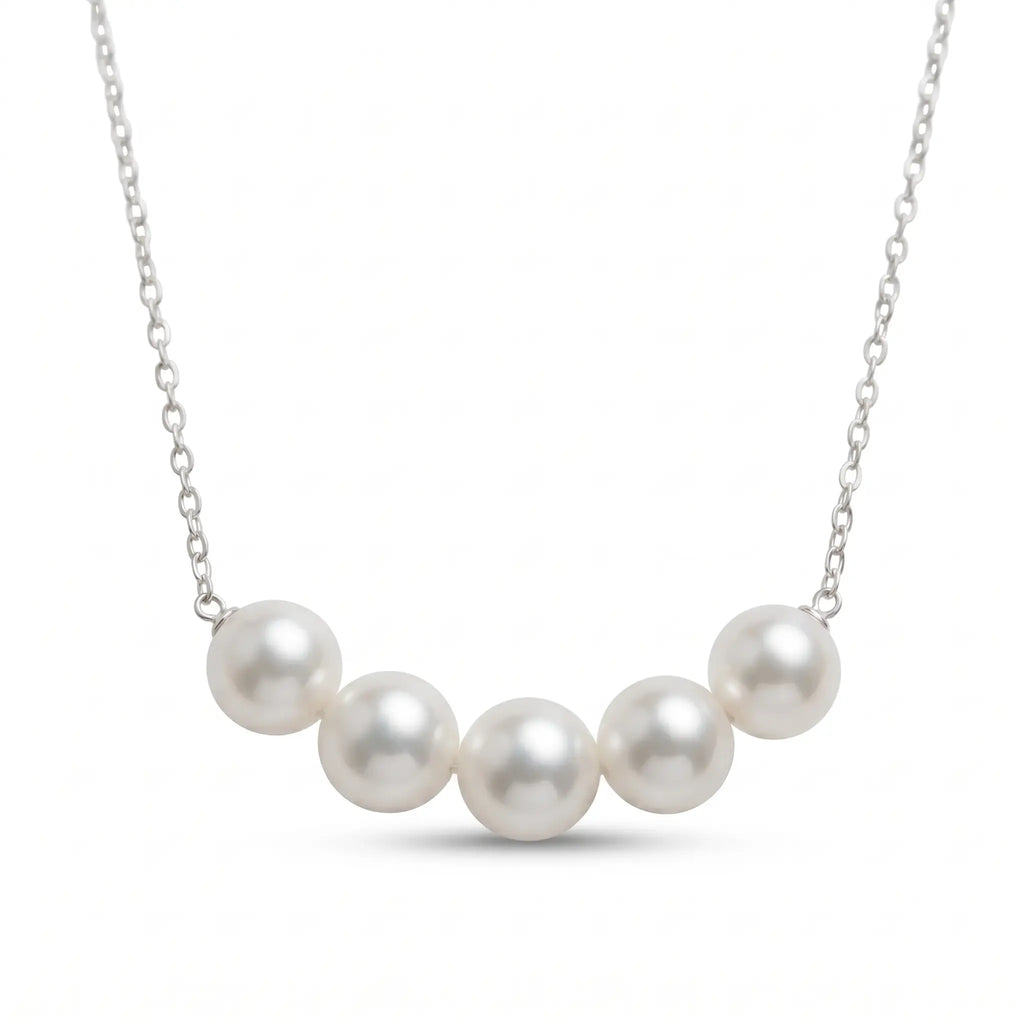 925 Sterling Silver Pearl Pendant, 5-5.5mm Dainty Freshwater Pearl Necklace